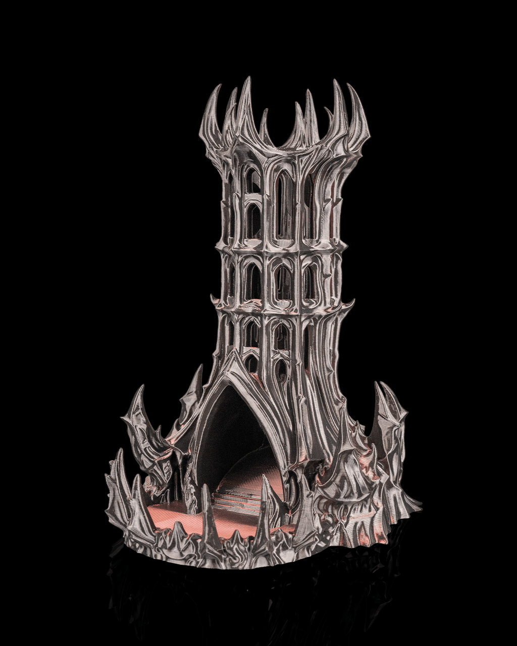 Obsidian Citadel dice tower angled side view