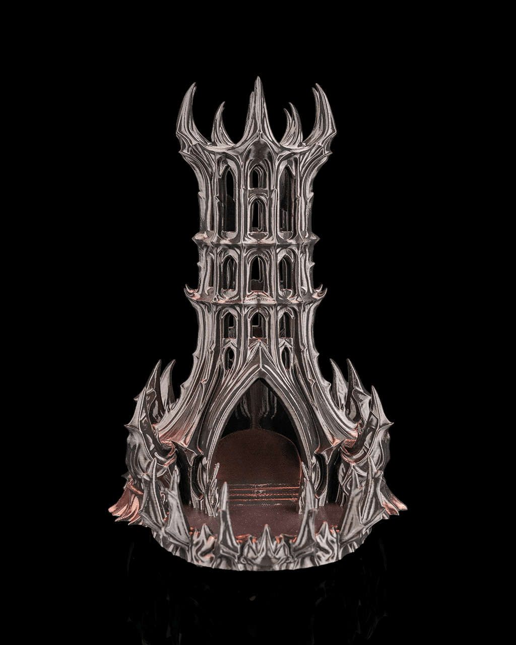 Obsidian Citadel dice tower front detail view