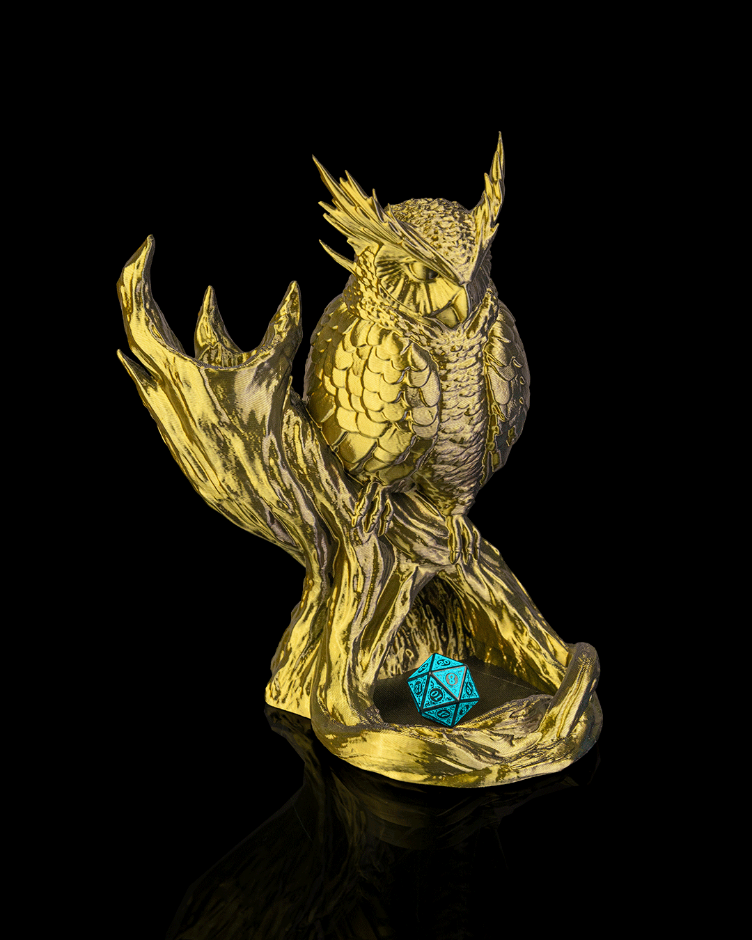 The Omen Owl Dice Tower with die in tray
