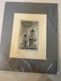 Ed Gifford Amish Father and Child Walking | Signed Matted Etching, exact artwork front
