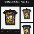 Wildflower Skeleton Peace Sign T-Shirt promotional collage with available shirt colors