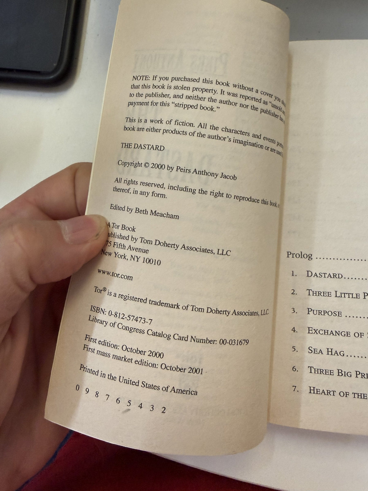 The Dastard copyright and edition details