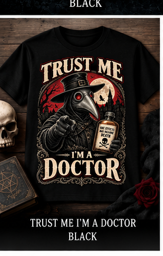 Trust Me I'm a Doctor black T-shirt mockup