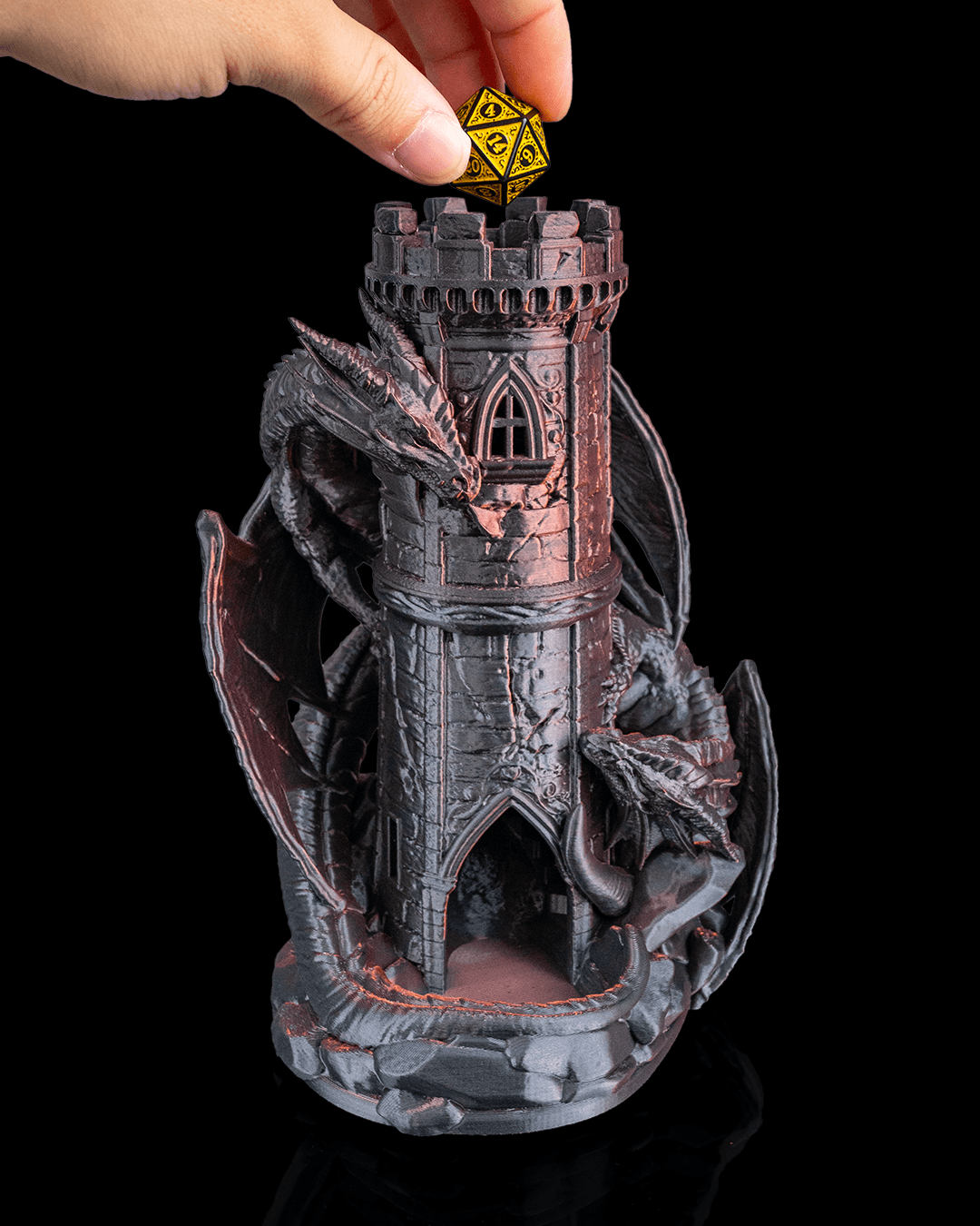 Twin Fate Dragon Dice Tower, finished example view 2