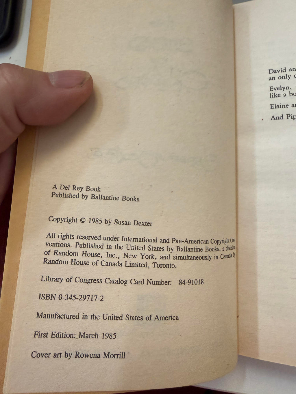 Actual copy of The Sword of Calandra: copyright page