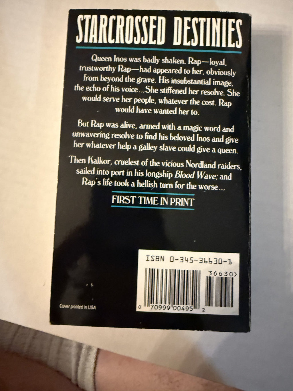 Actual back photograph of Perilous Seas
