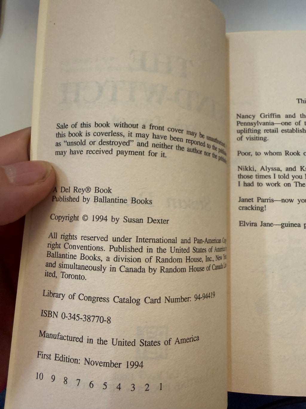 Actual copy of The Wind-Witch: copyright