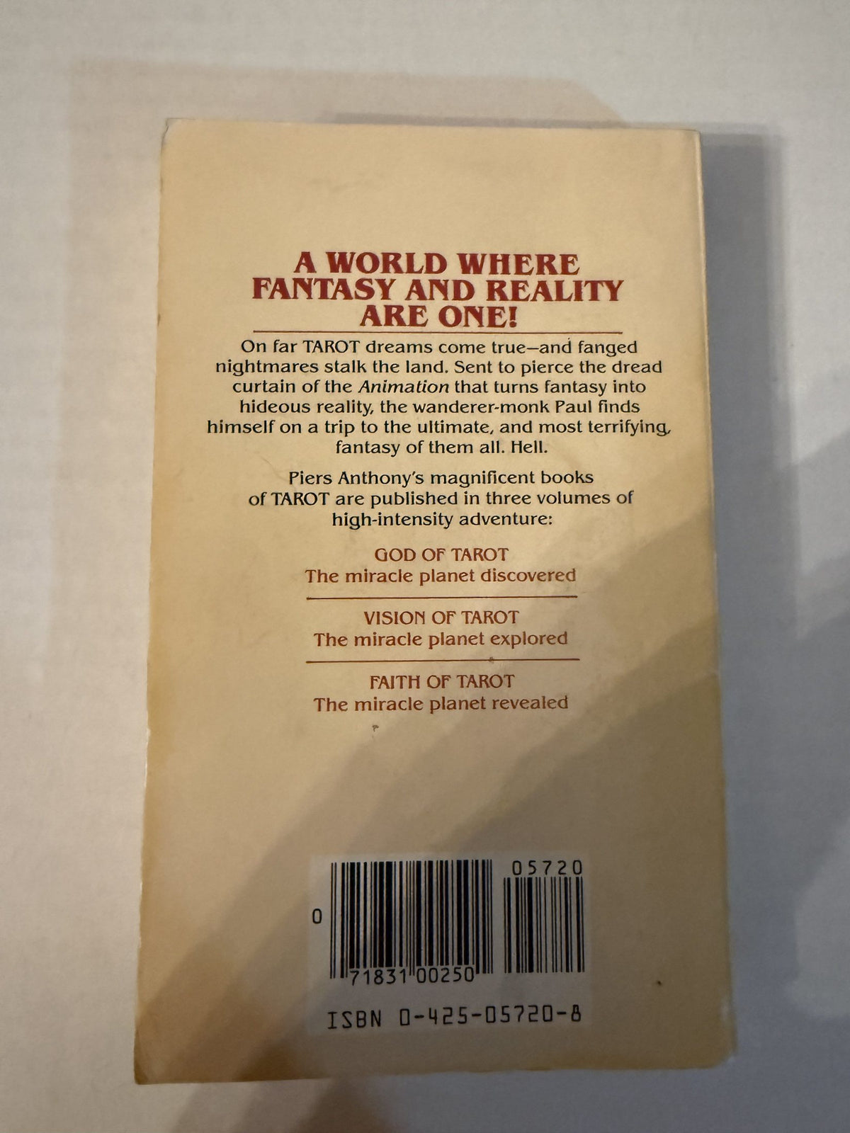 Actual back cover of Faith of Tarot