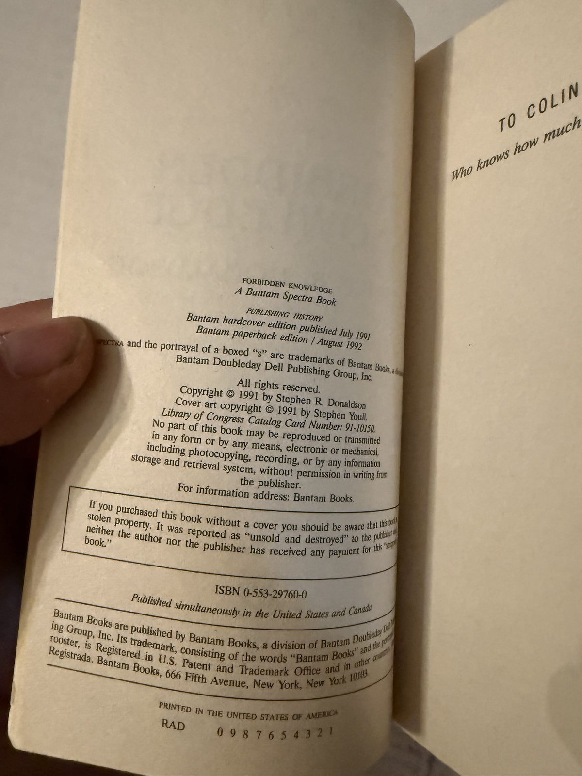 Actual copyright photo of Forbidden Knowledge