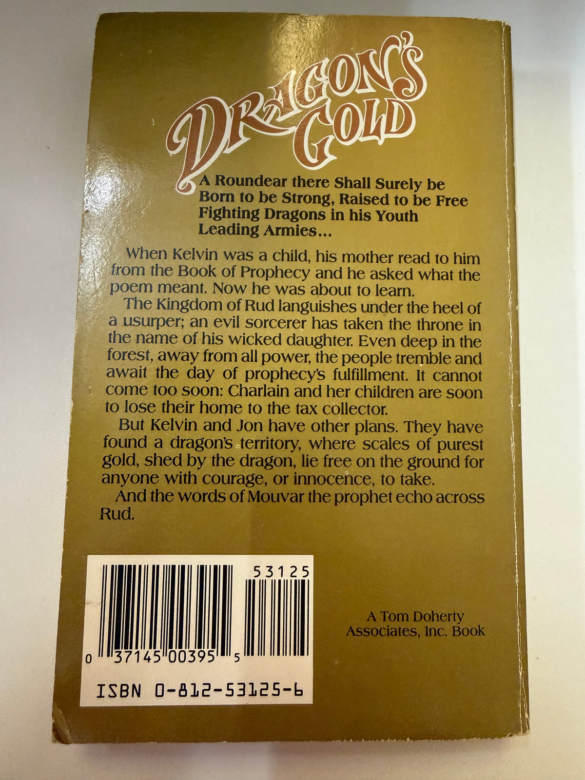 Actual back photograph of Dragon's Gold
