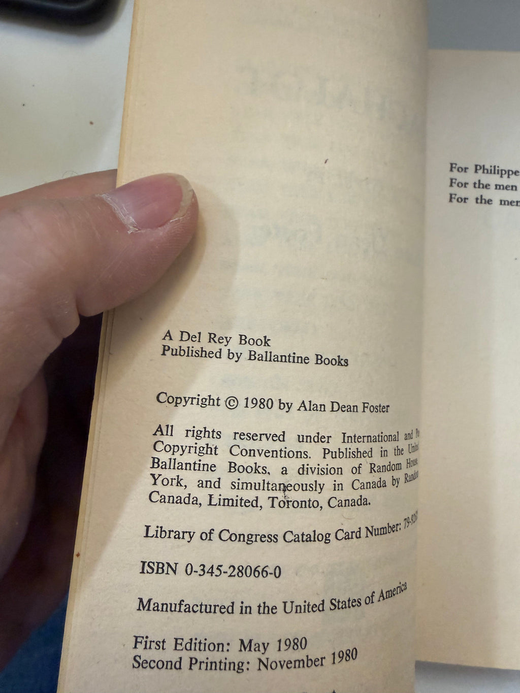 Cachalot by Alan Dean Foster; actual copy photo 4 of five