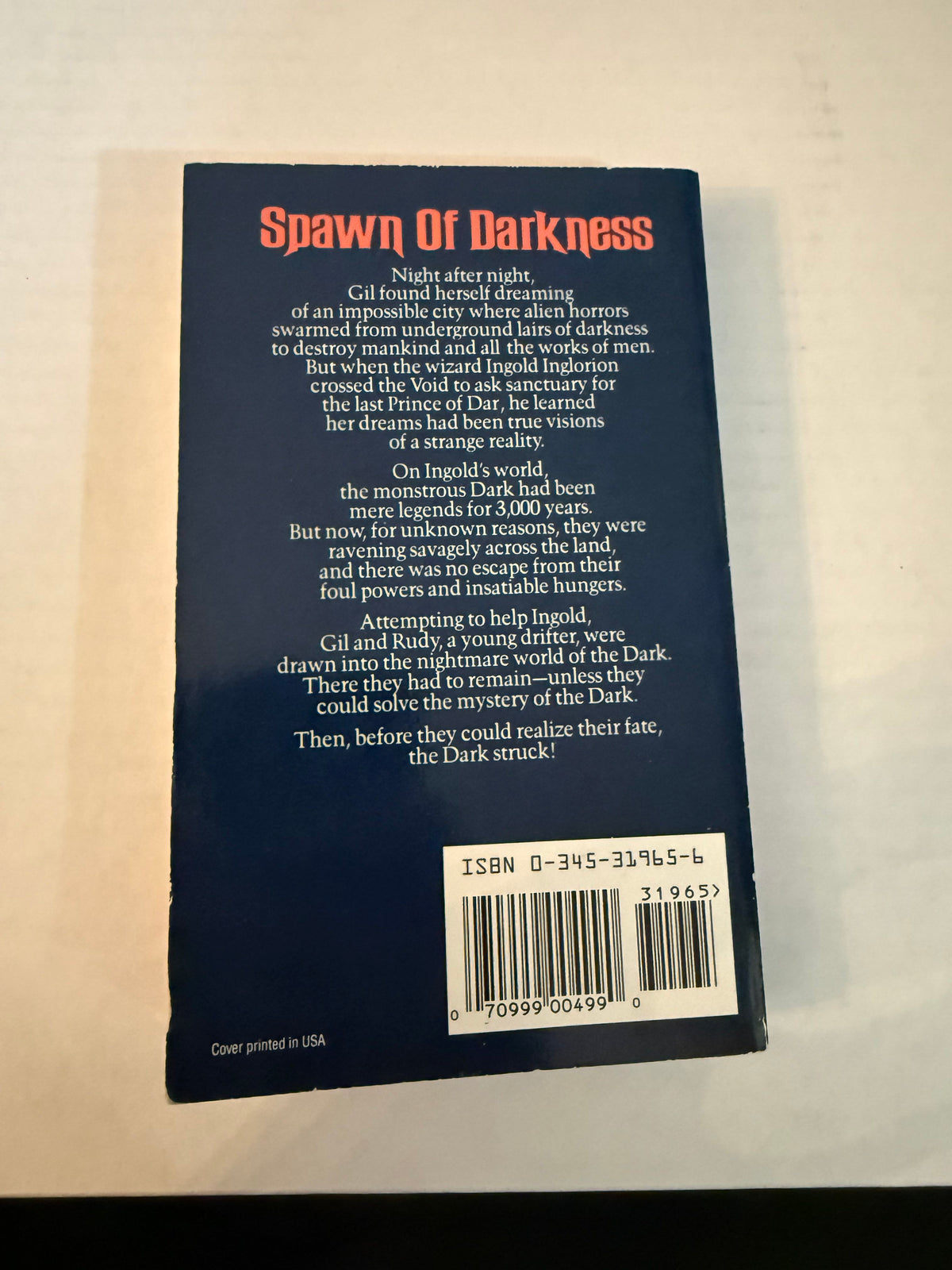 The Time of the Dark, back cover actual copy