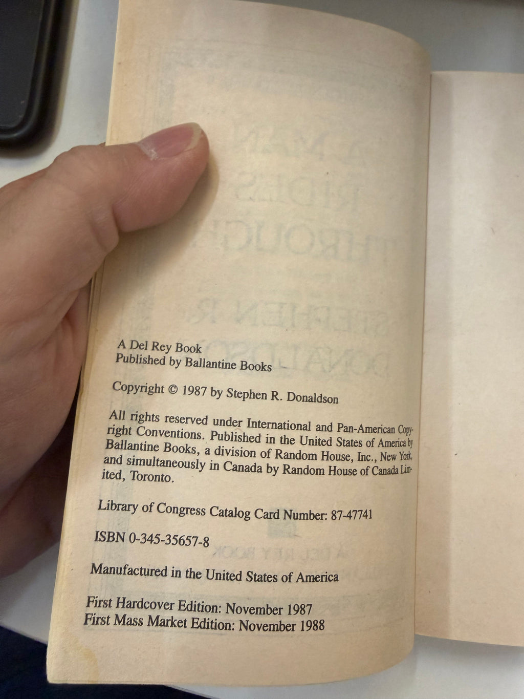 A Man Rides Through by Stephen R. Donaldson; actual copy photo 4 of 5