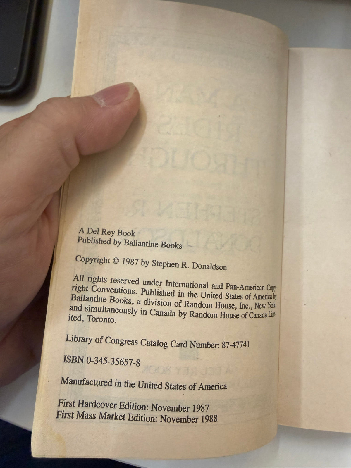 A Man Rides Through by Stephen R. Donaldson; actual copy photo 4 of 5