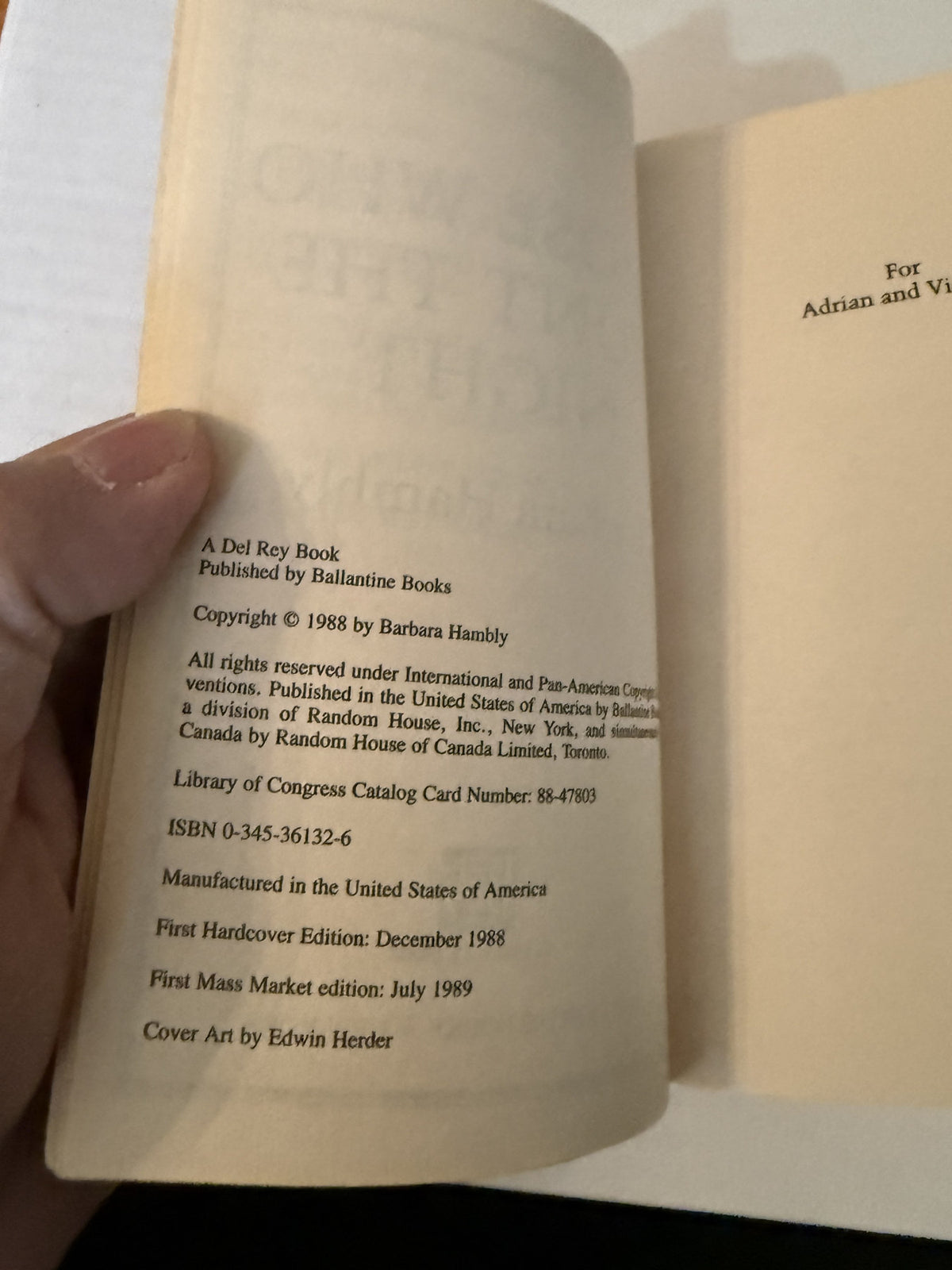 Those Who Hunt the Night by Barbara Hambly; photograph 4 of actual copy