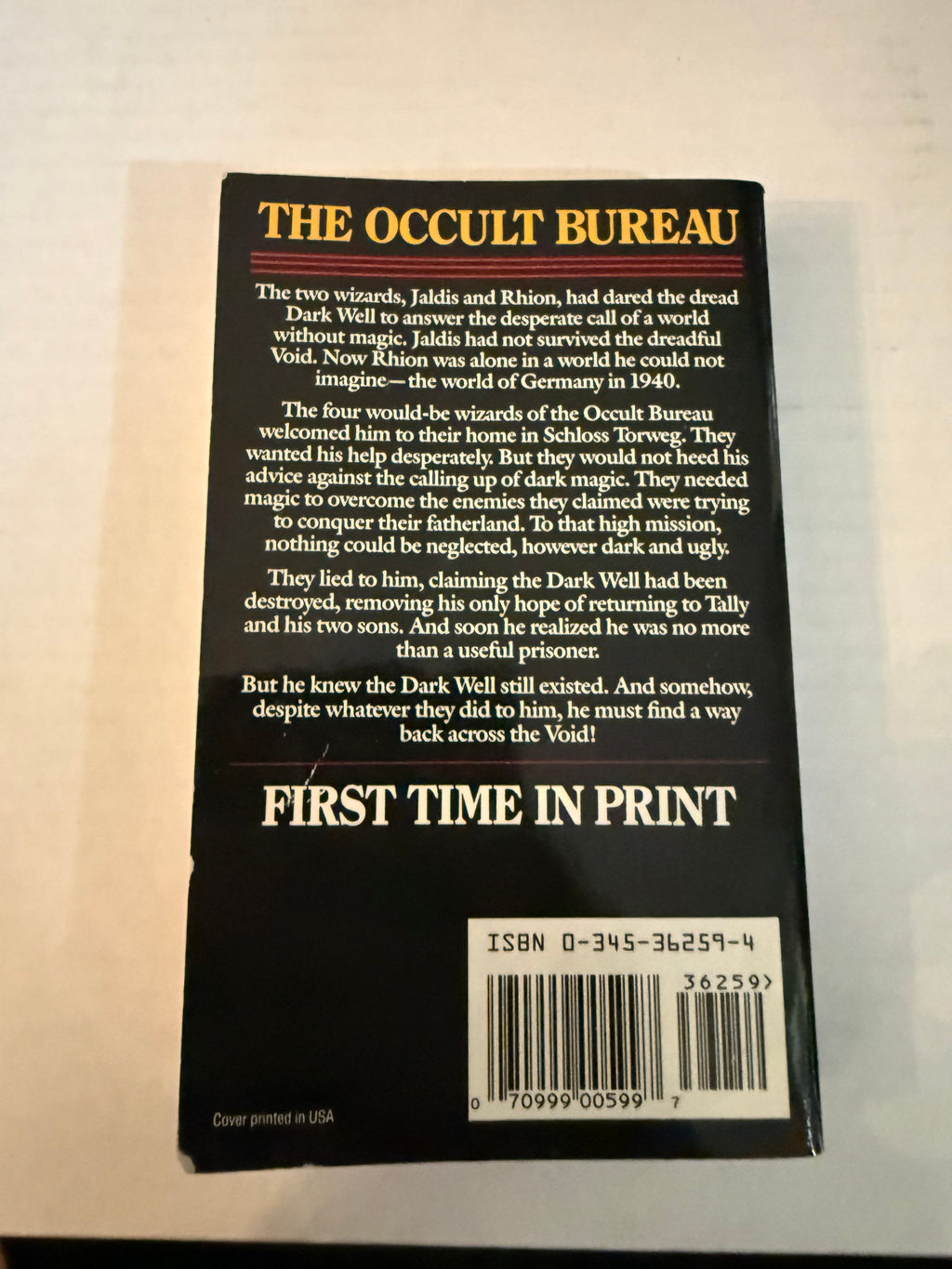 The Magicians of Night, back cover actual copy