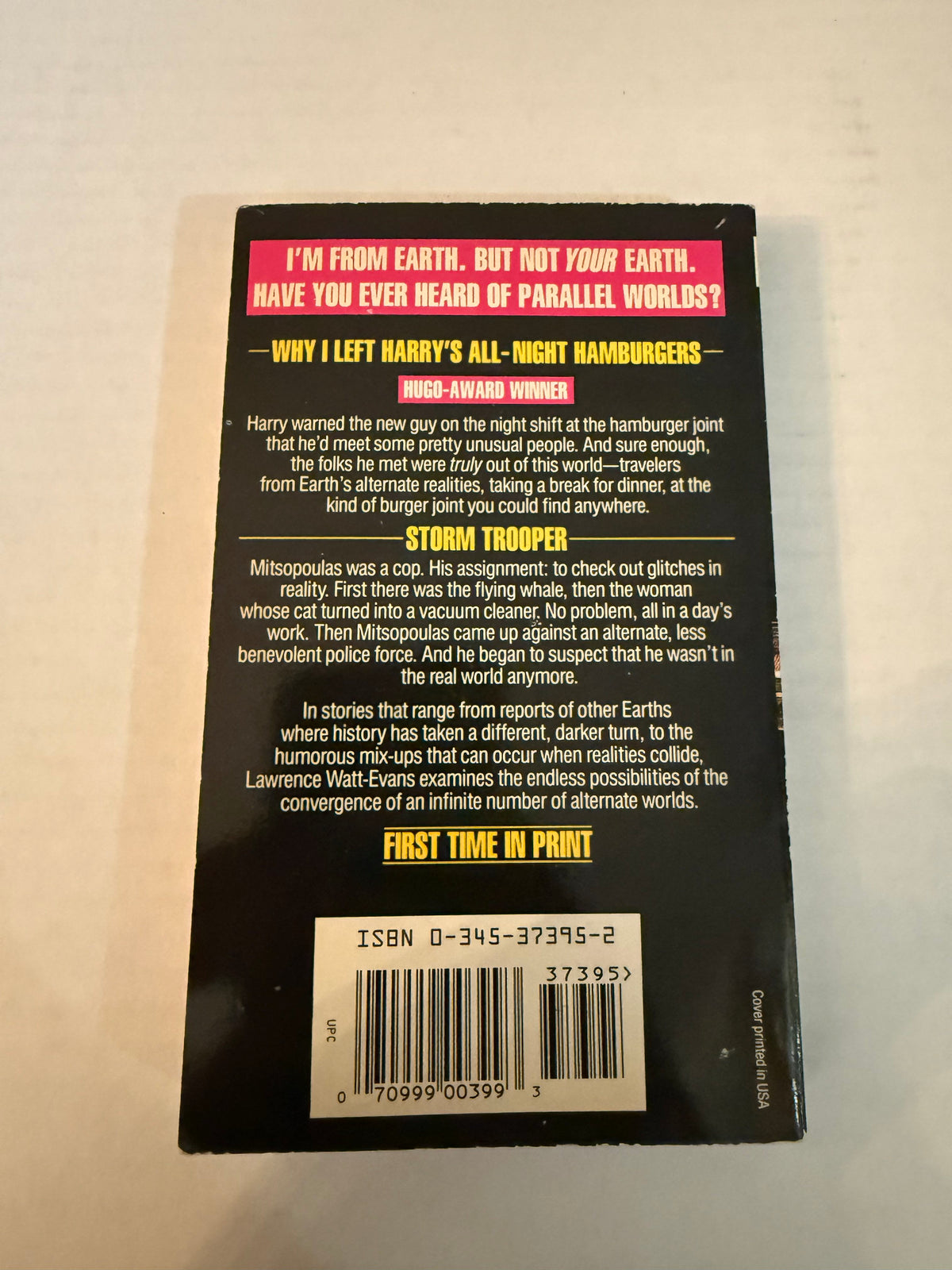 Crosstime Traffic, back cover actual copy