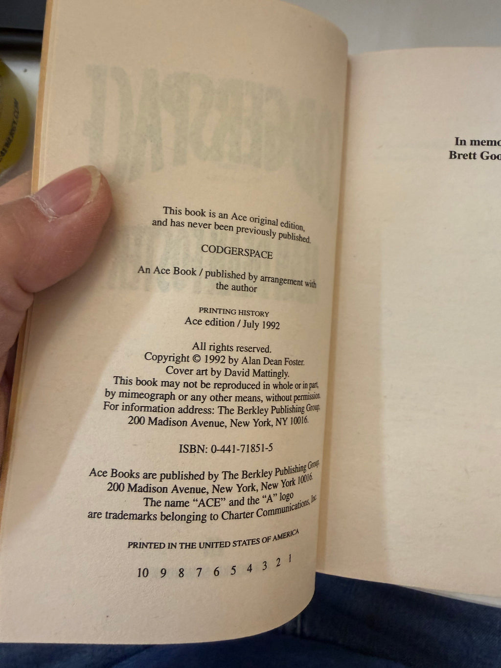 Codgerspace by Alan Dean Foster; actual copy photo 4 of 5
