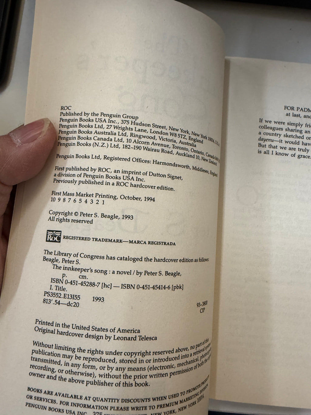 The Innkeeper's Song by Peter S. Beagle; actual copy photo 4 of 5