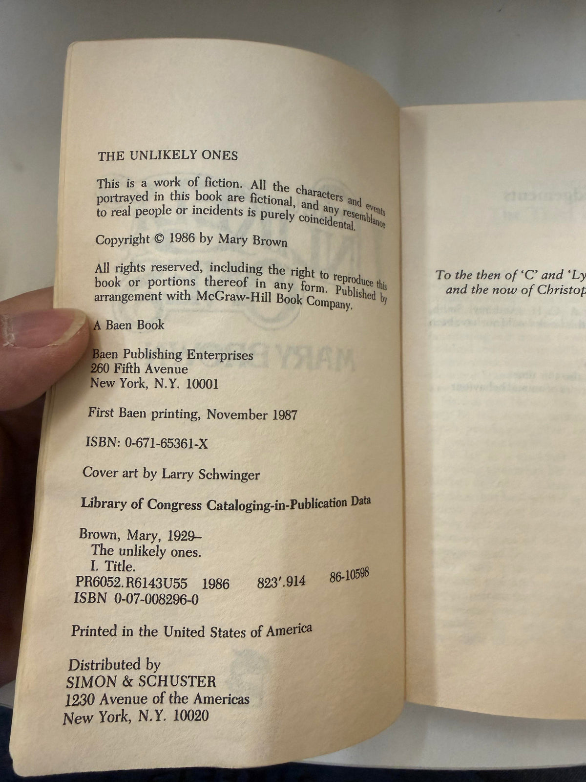 The Unlikely Ones by Mary Brown; actual copy photo 4 of 5