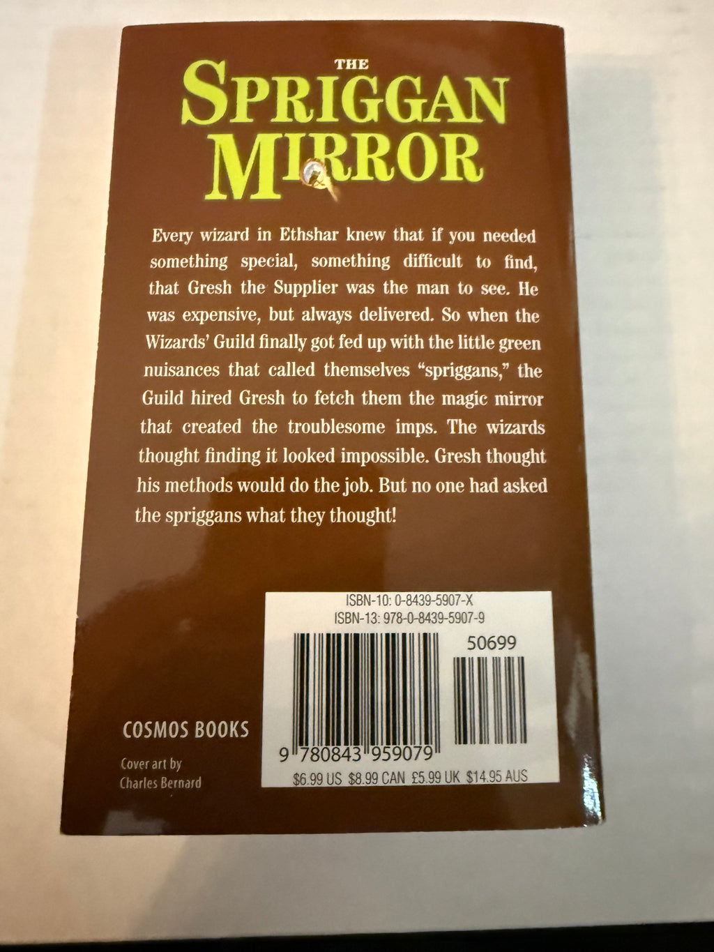 The Spriggan Mirror by Lawrence Watt-Evans, back cover actual copy