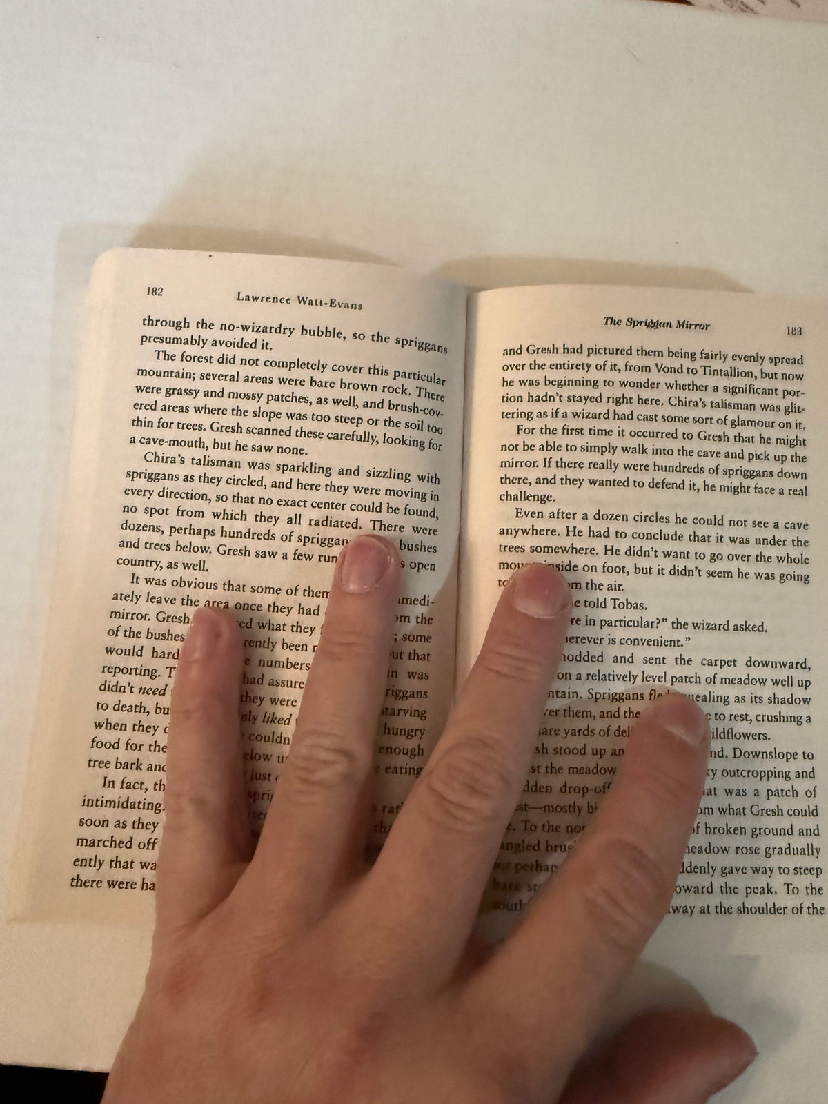 The Spriggan Mirror by Lawrence Watt-Evans, interior actual copy